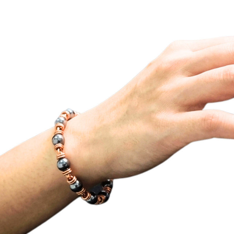 100% Pure Copper Bracelet with Terahertz Beads - Handmade Health Jewellery