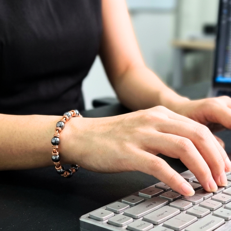 100% Pure Copper Bracelet with Terahertz Beads - Handmade Health Jewellery