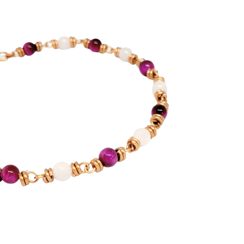 Pink Tiger Eye & Rose Quartz Copper Bracelet: Self-Love & Confidence Crystal
