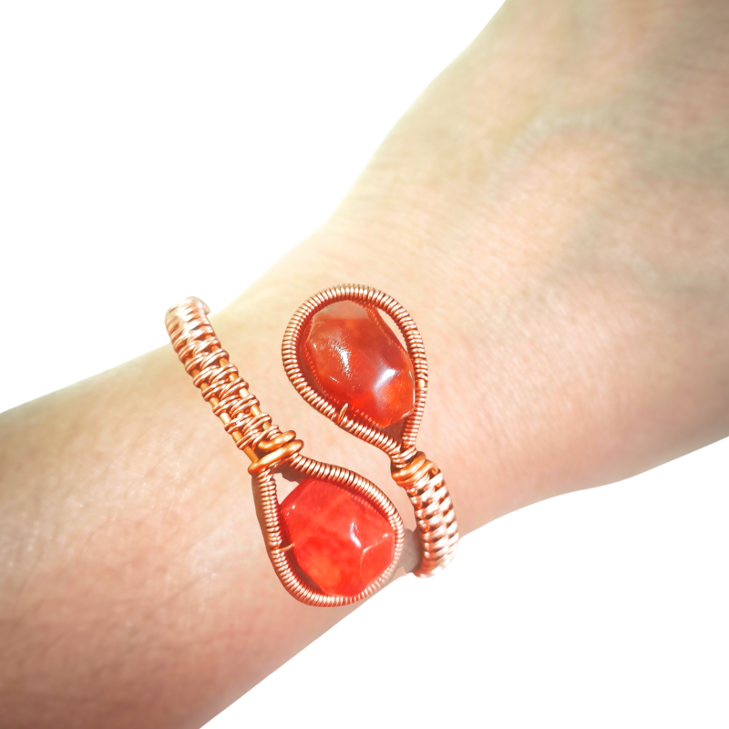 Carnelian Glow Copper Cuff Bangle