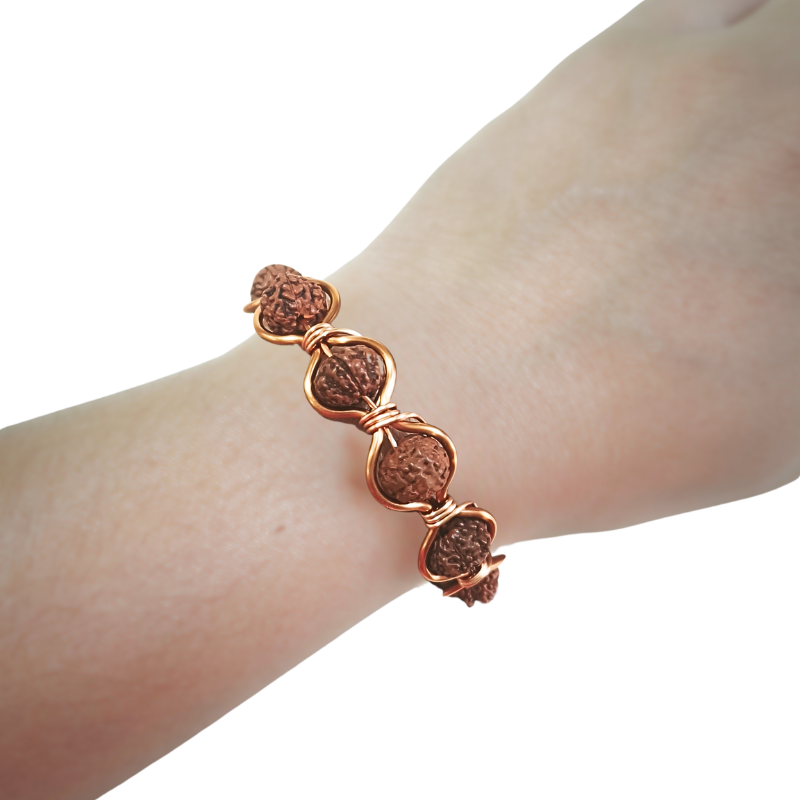 Radiant Twist Copper Bangle featuring Rudraksha - 5 Mukhi