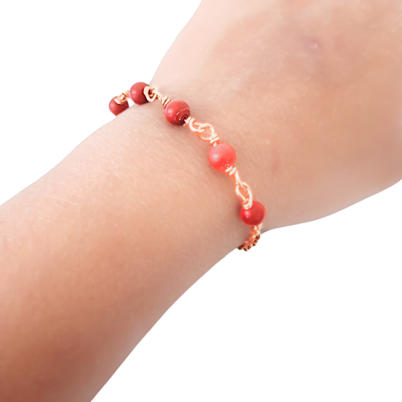 Artisan Red Coral & Copper Bracelet - Protection & Healing Jewelry