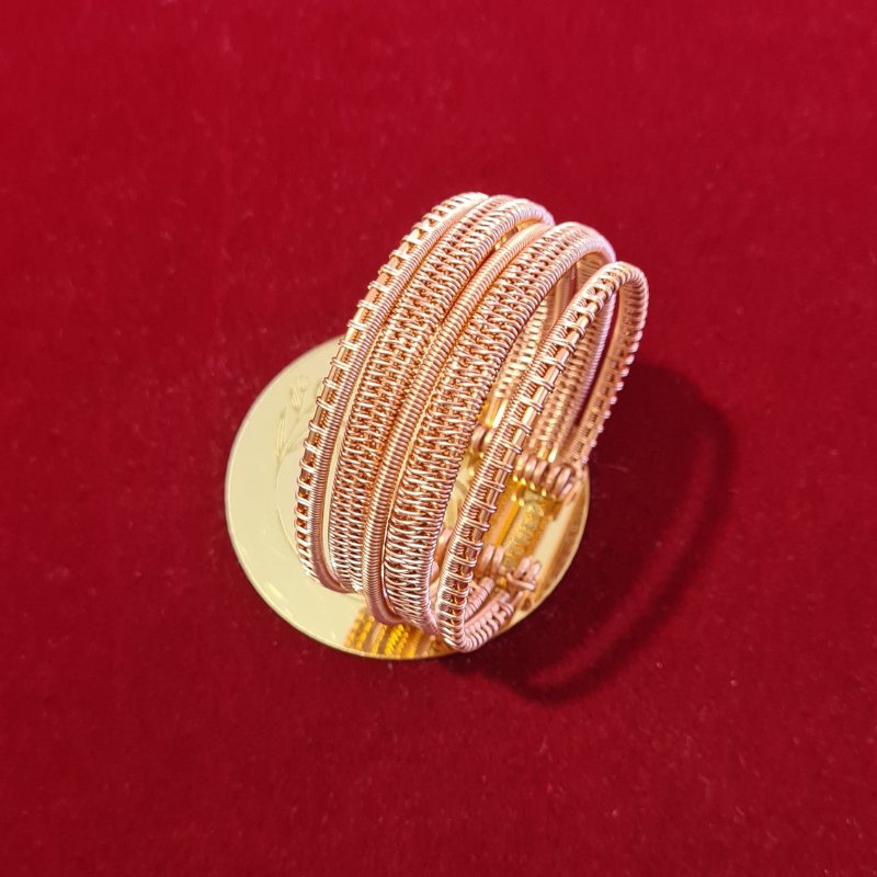 Artisan Wire Wrapped Copper Cuff Bangle - 5 Tier Layered Bangle
