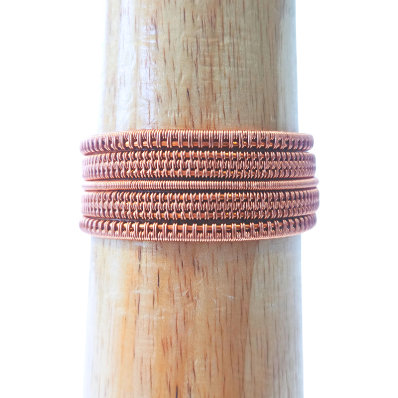 Artisan Wire Wrapped Copper Cuff Bangle - 5 Tier Layered Bangle