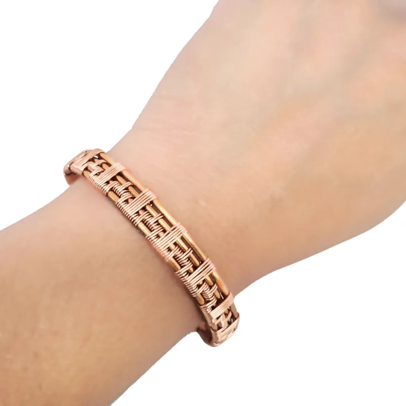 Artisan Boho Wire Wrapped Copper Bangle - Unisex