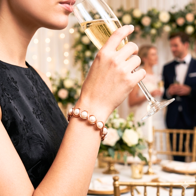 Copper Bangle with Freshwater Pearls