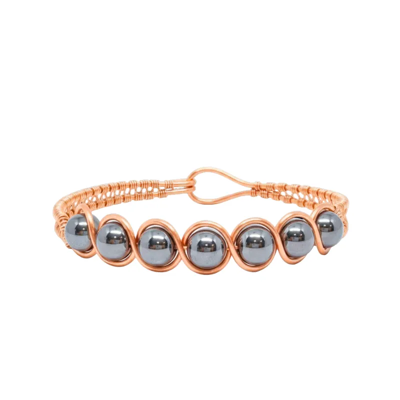 Artisan Hand-Wrapped Copper Bangle featuring Terahertz