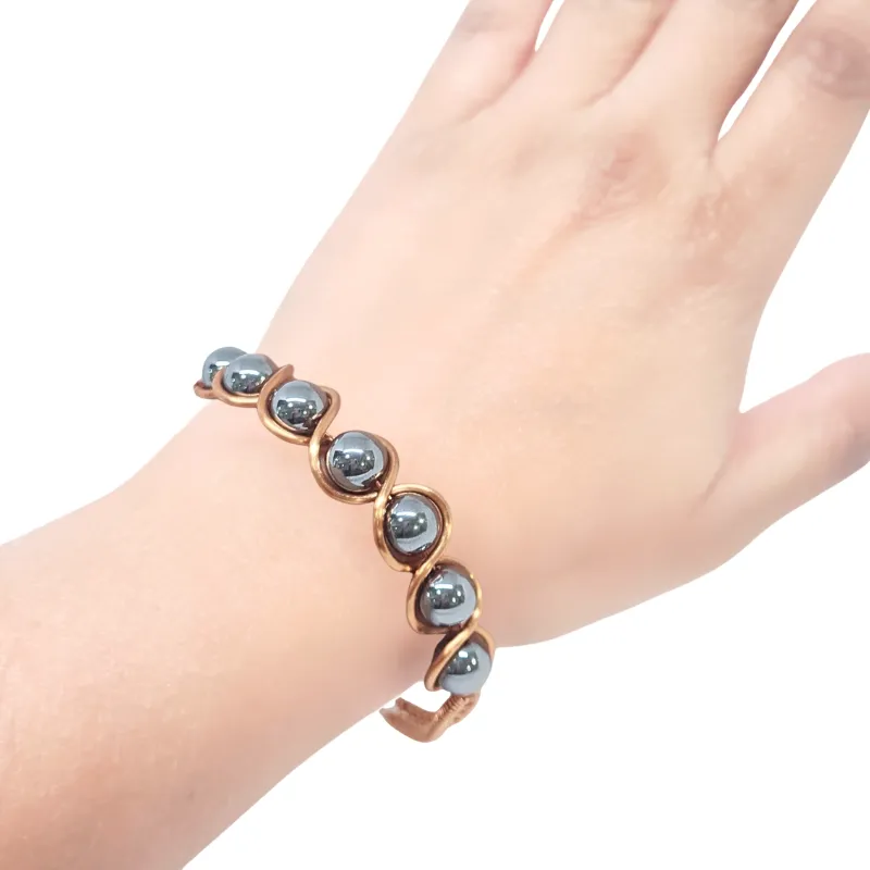 Artisan Hand-Wrapped Copper Bangle featuring Terahertz