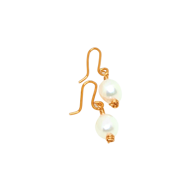 Freshwater Pearls 2 pieces Gift Set - Copper Bangle and Copper Earrings featuring Freshwater Pearls