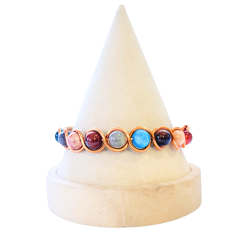 9 Planet Crystal Copper Bangle