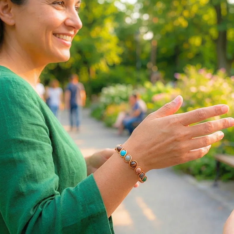 9 Planet Crystal Copper Bangle
