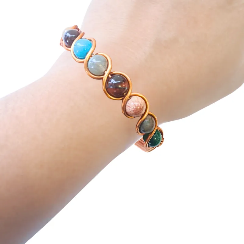 9 Planet Crystal Copper Bangle