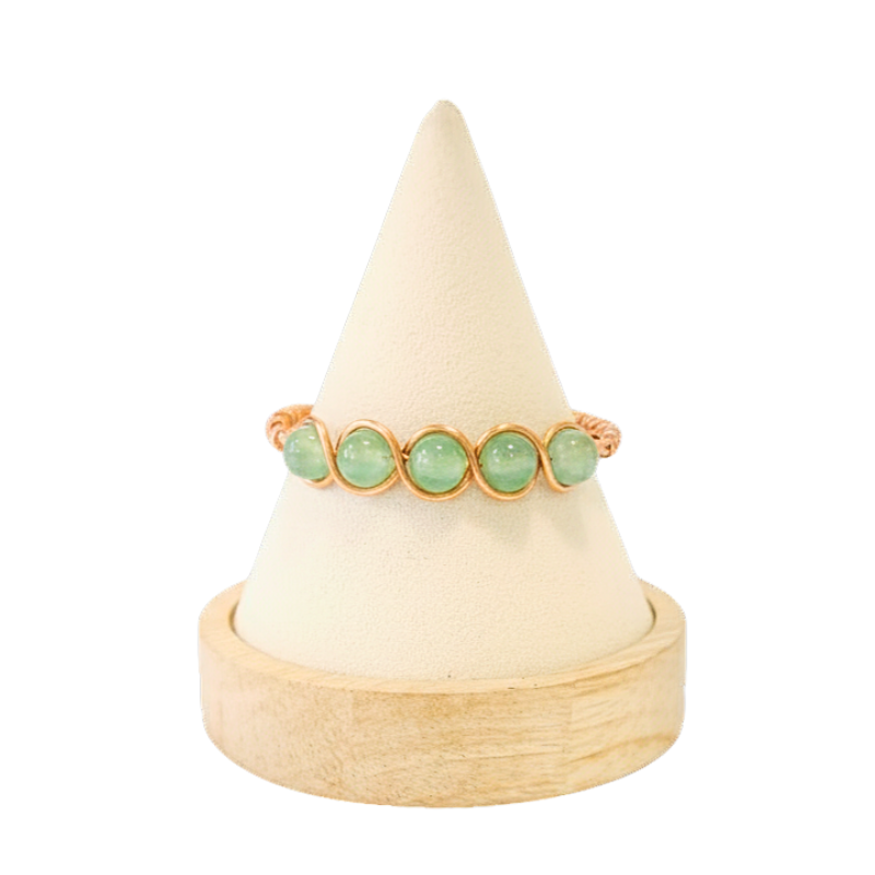 Artisan Hand-Wrapped Copper Bangle featuring Aventurine