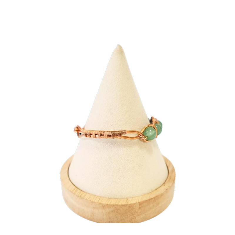 Artisan Hand-Wrapped Copper Bangle featuring Aventurine