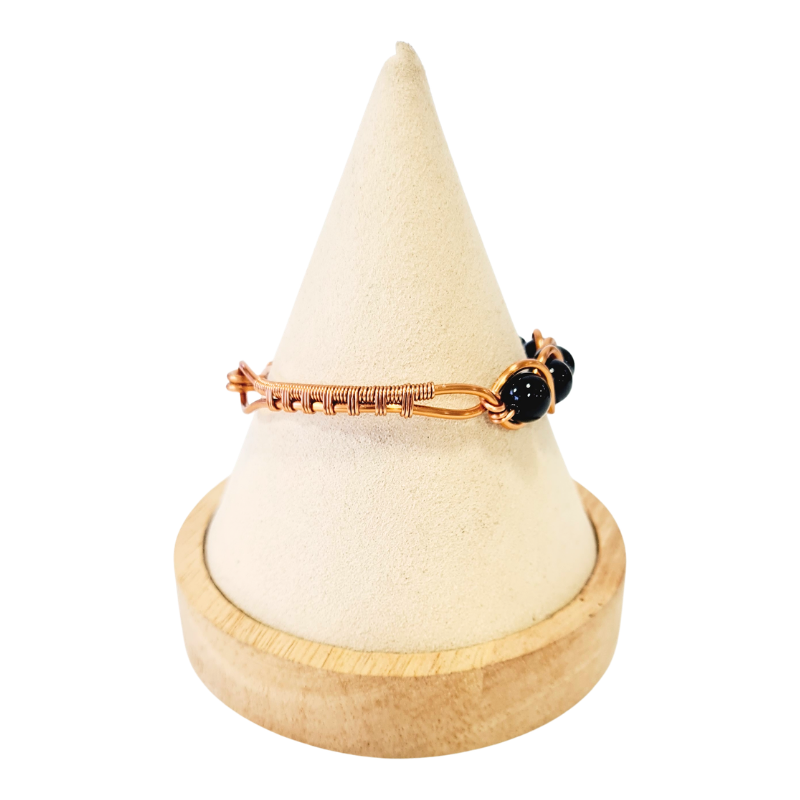 Artisan Hand-Wrapped Copper Bangle featuring Black Tourmaline