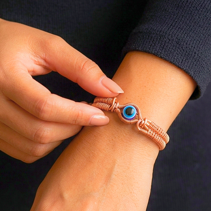 Copper Bangle featuring Turkish Evil Eye