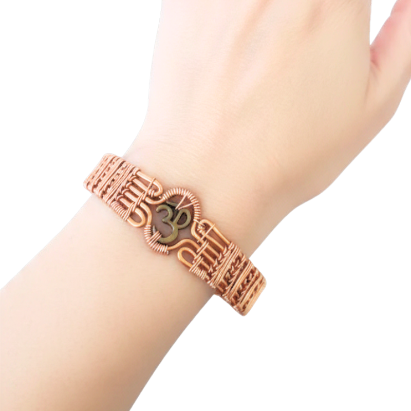 "Aum" Copper Bangle - Adjustable Cuff