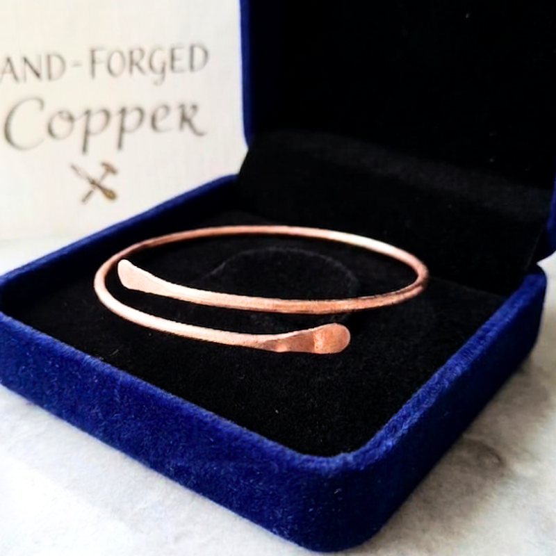 Solid Bare Copper Bangle - Simple Rounded Cuff