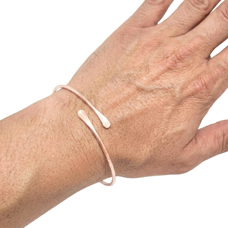 Solid Bare Copper Bangle - Simple Rounded Cuff