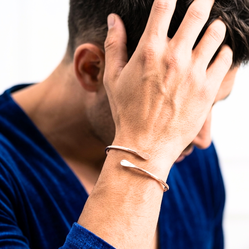 Solid Bare Copper Bangle - Simple Rounded Cuff
