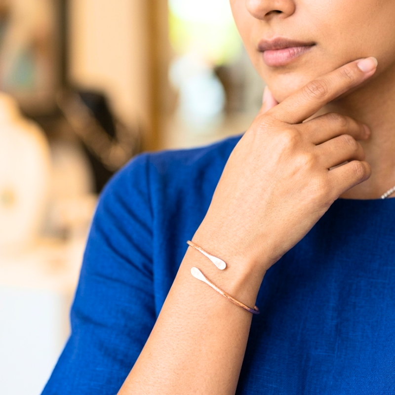 Solid Bare Copper Bangle - Simple Rounded Cuff