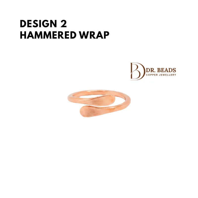 Unisex Bare Copper Ring - Hammered wWrap