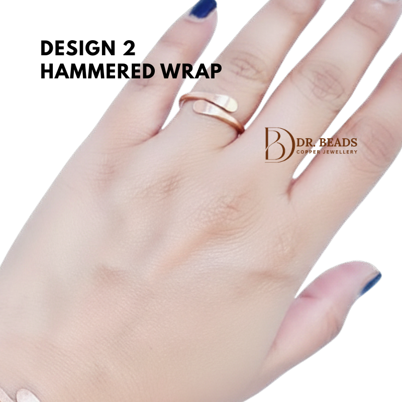 Unisex Bare Copper Ring - Hammered wWrap