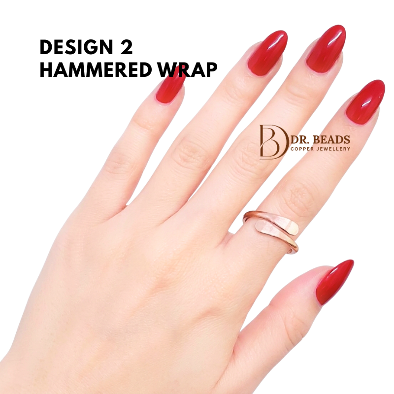 Unisex Bare Copper Ring - Hammered wWrap