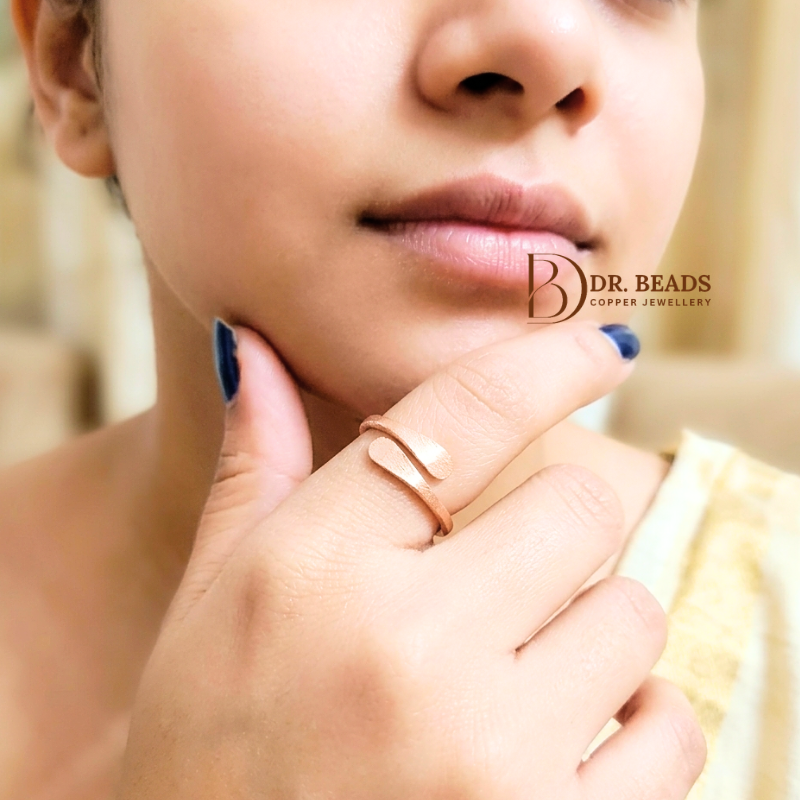 Unisex Bare Copper Ring - Hammered wWrap