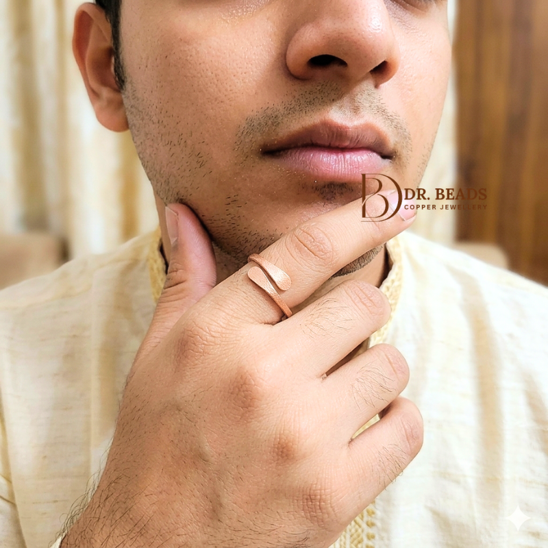 Unisex Bare Copper Ring - Hammered wWrap
