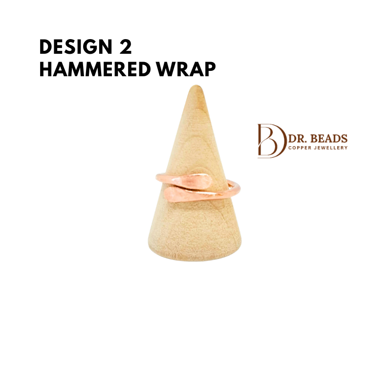 Unisex Bare Copper Ring - Hammered wWrap