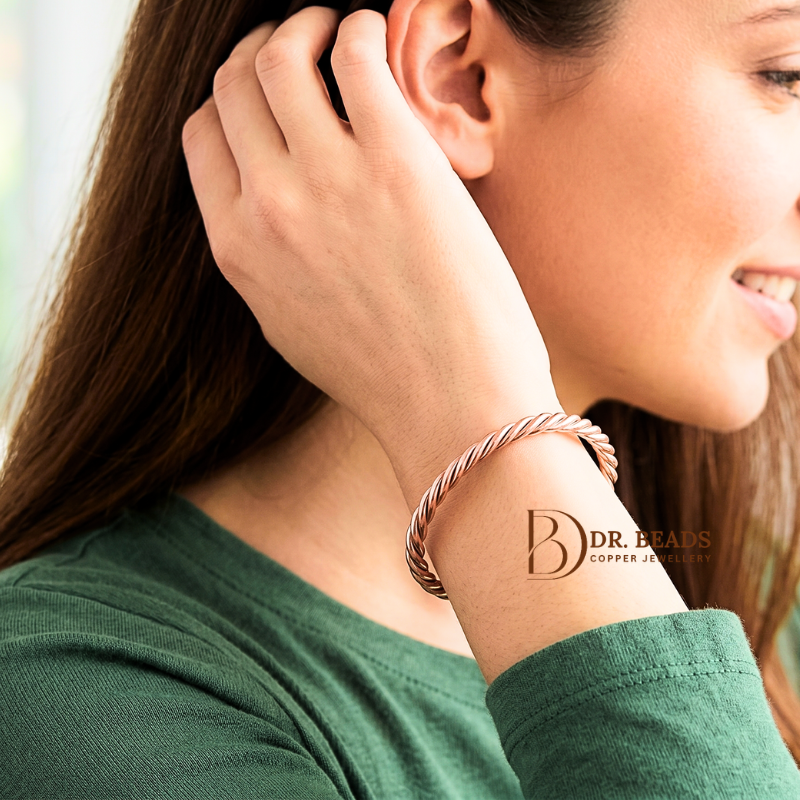 Twisted Rope Copper Bangle
