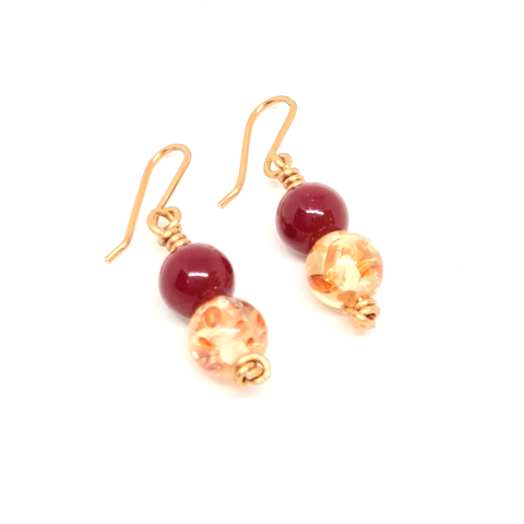 Amber & Carnelian Earrings