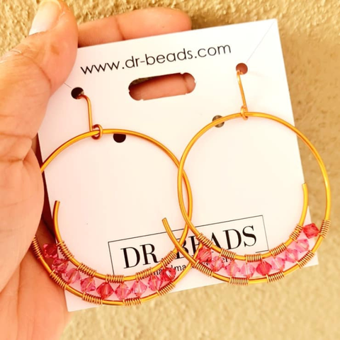 Pink Crystal Hoops