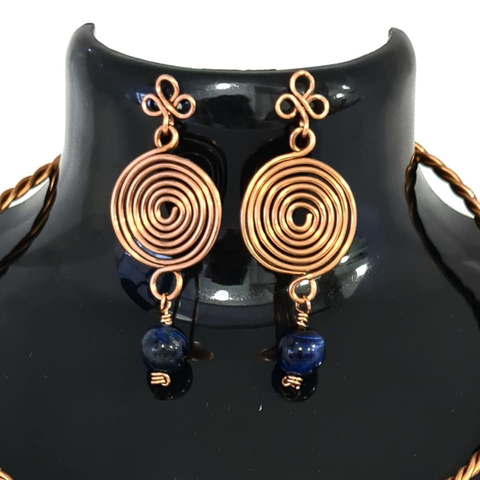 Blue Tiger Eye Swirl Earrings