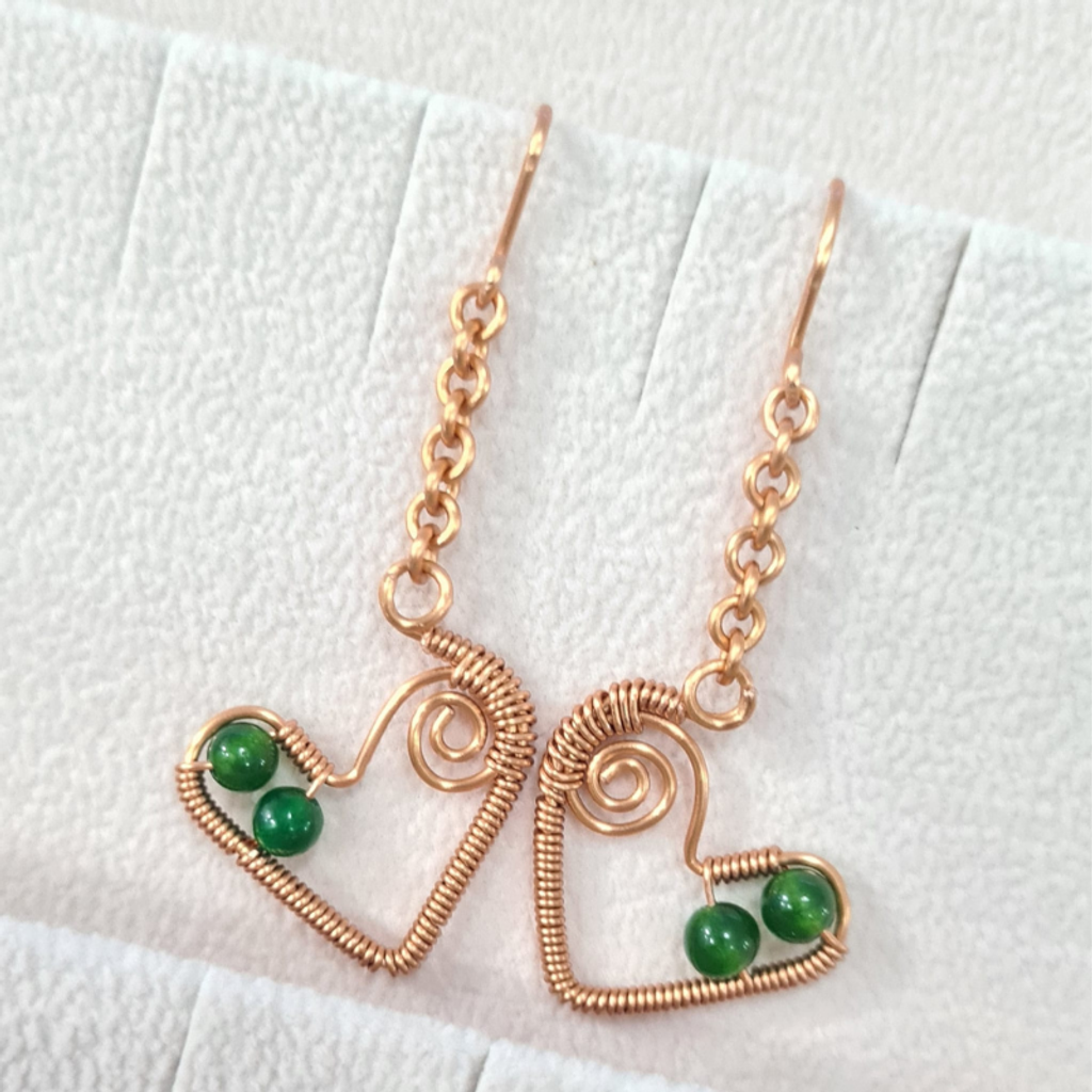 Aventurine Heart Earrings