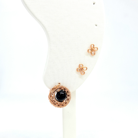 Black Tourmaline & Copper Stud