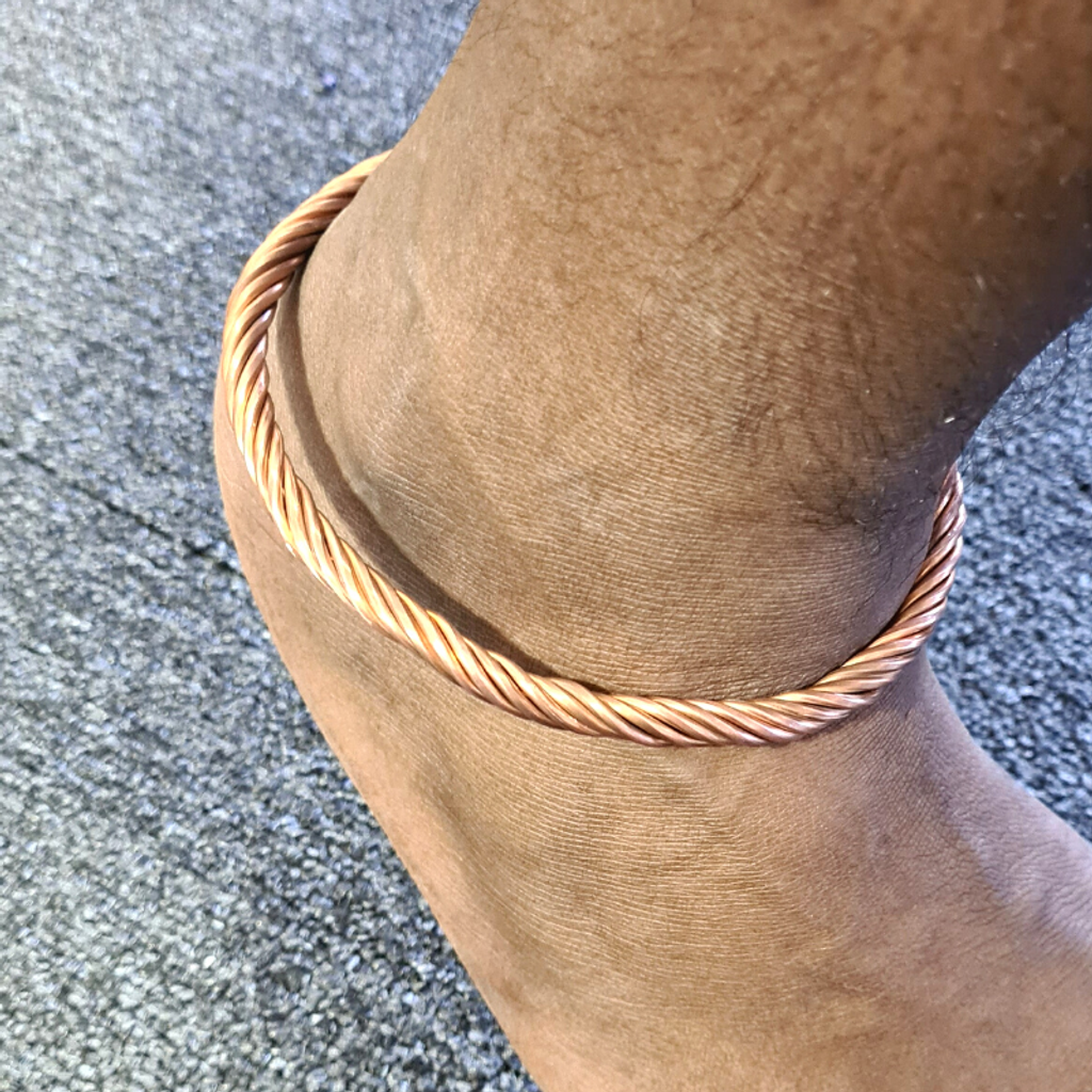 Twisted Rope Copper Kada for Leg