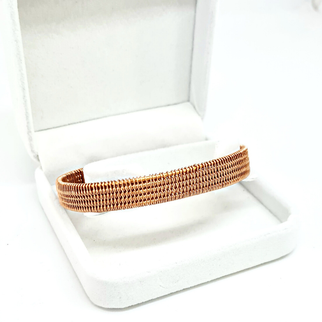 Wire Wrapped Copper Bangle - Unisex