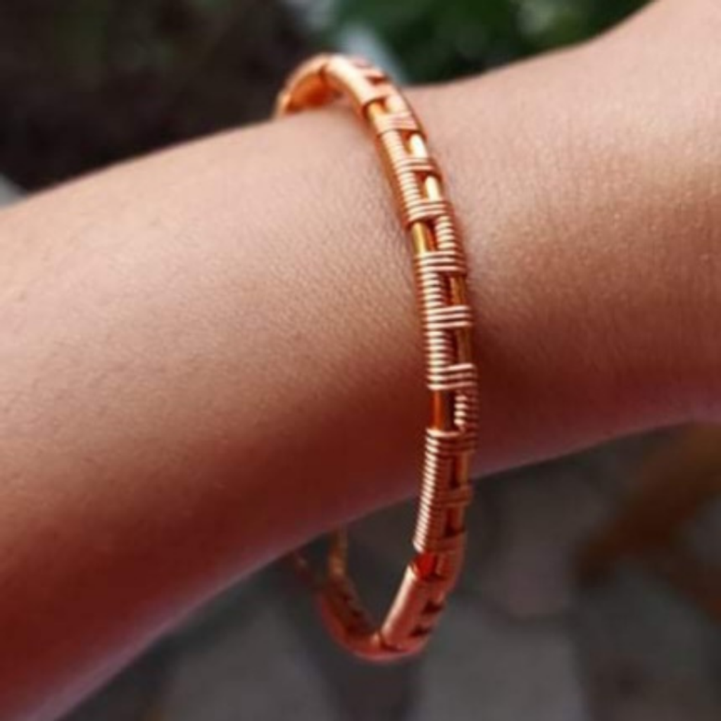 Wire Wrapped Copper Bangle - Minimalist