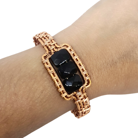 Copper Bangle with Gemstones for Men