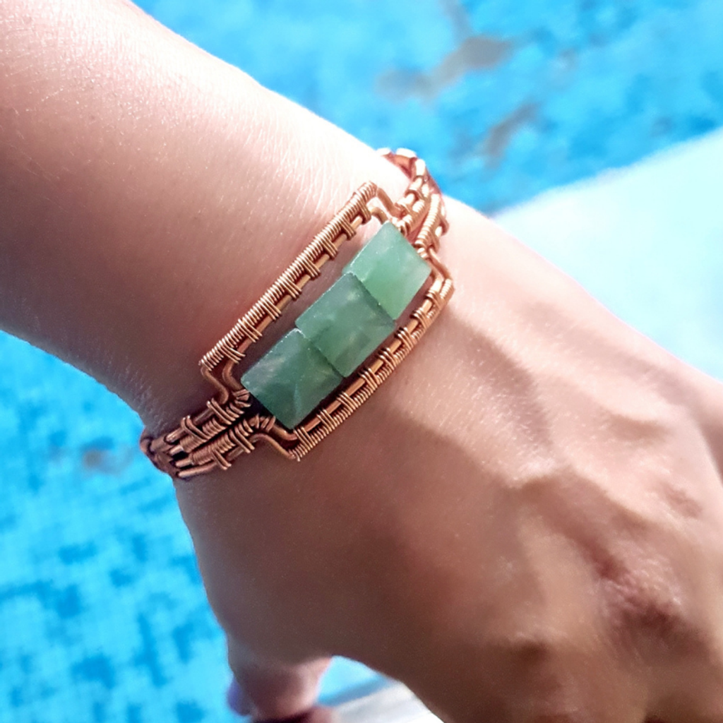 Copper Bangle with Gemstones for Men