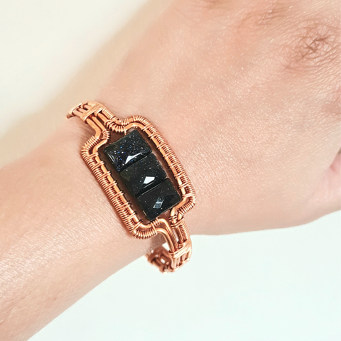 Copper Bangle with Gemstones for Men