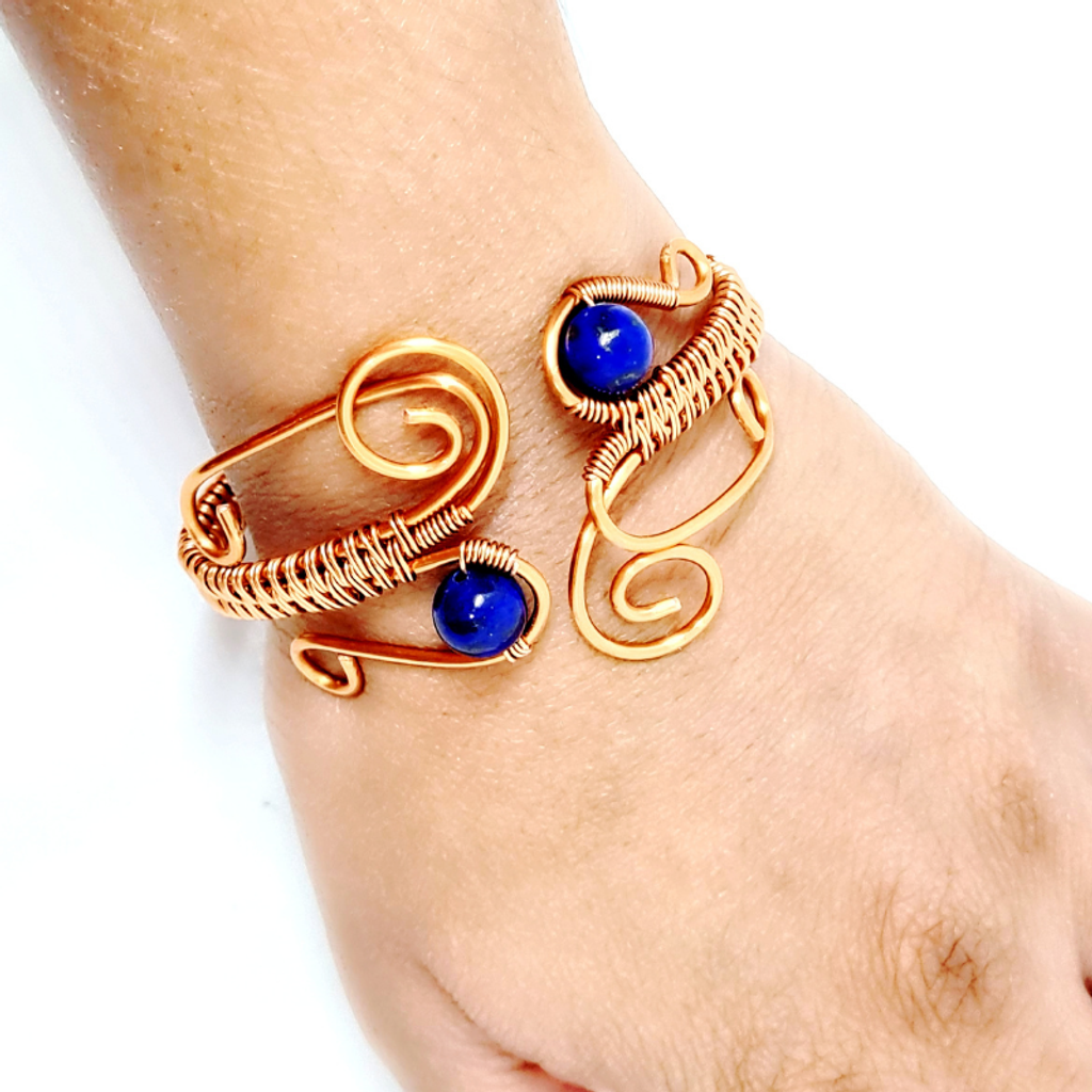 Copper Bangle with Lapis Lazuli