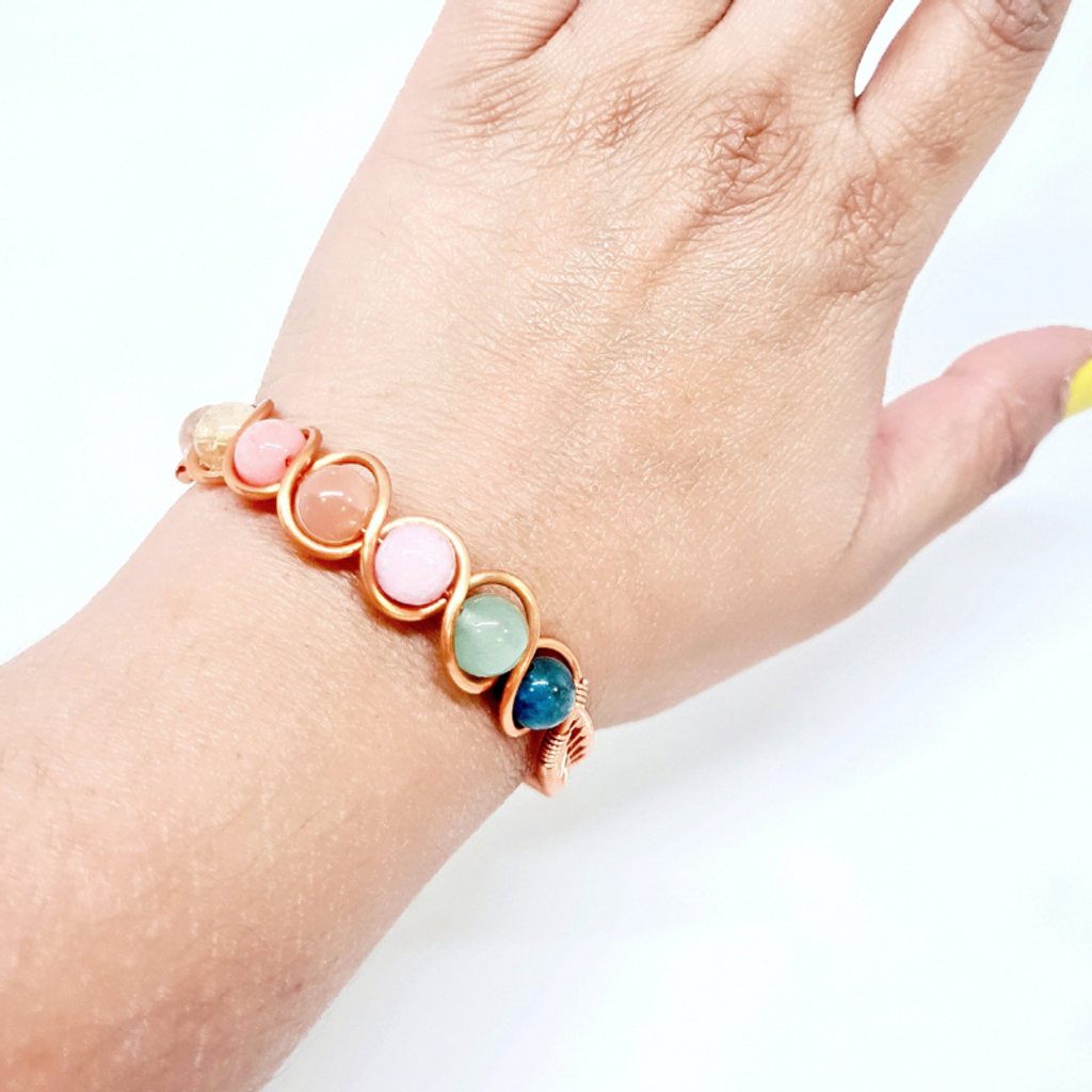 Copper Bangle with Multi Gemstone