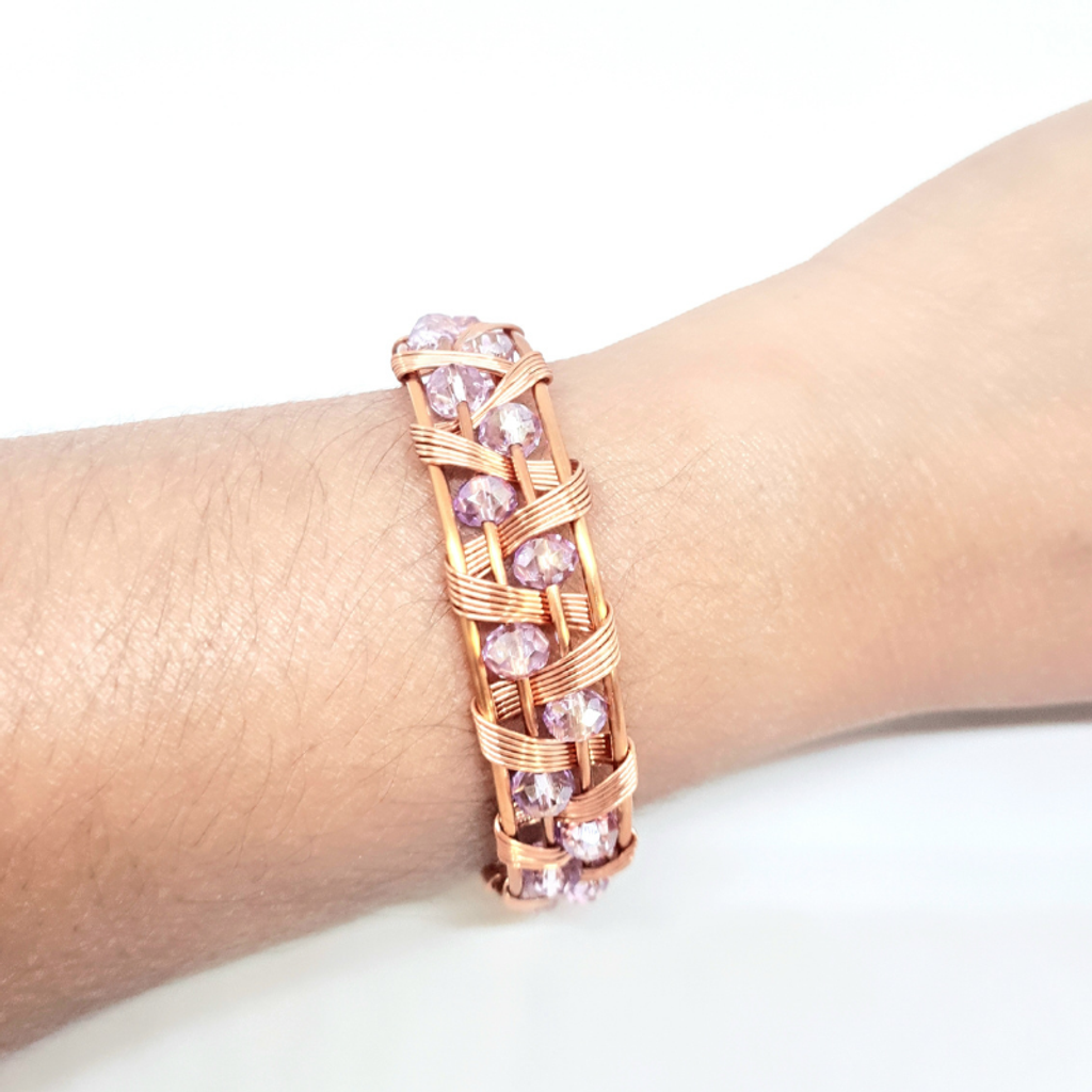 Purple Sparks - Wire Wrapped Cuff Bangle