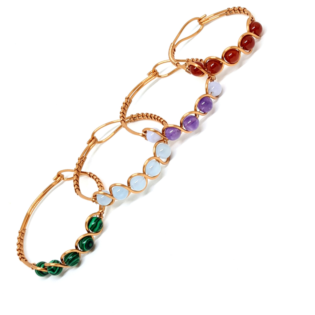 Copper Bangle with Gemstones