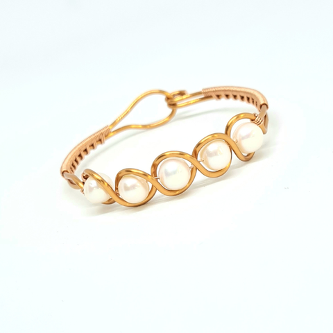 Copper Bangle with Freshwater Pearls