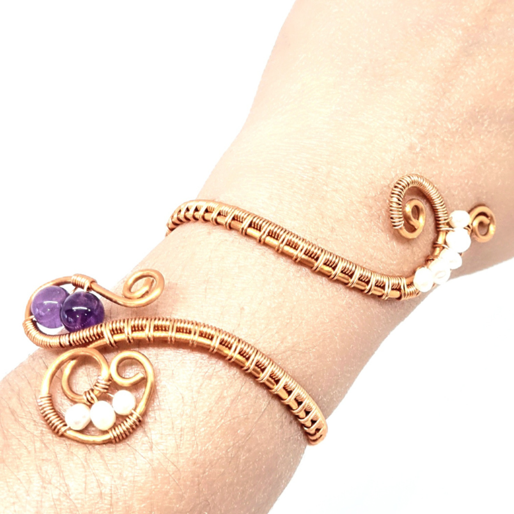 Copper Bangle with Gemstones