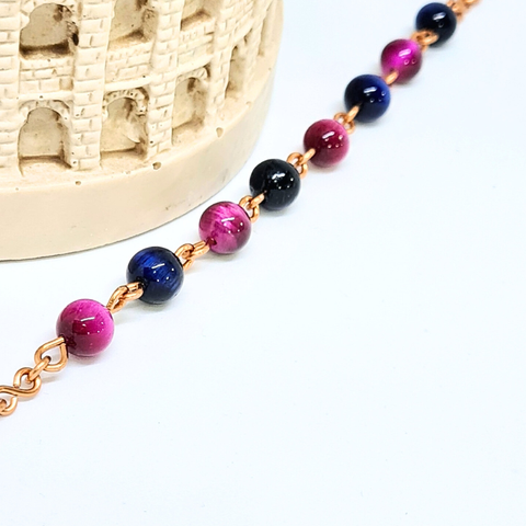 Blue & Pink Tiger Eye Bracelet